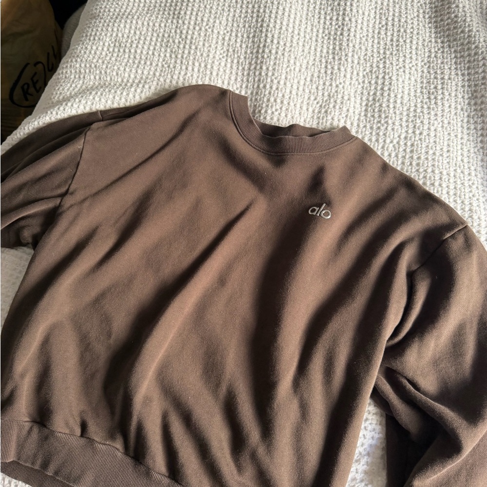 ALO Accolade Crewneck Sweater in Brown